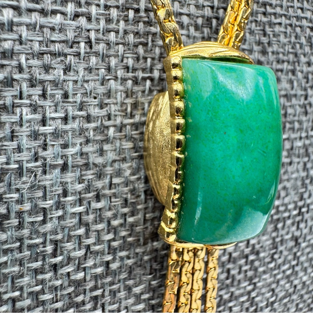 Vintage Green Glass Gold Plated Slide - Picture 5 of 14